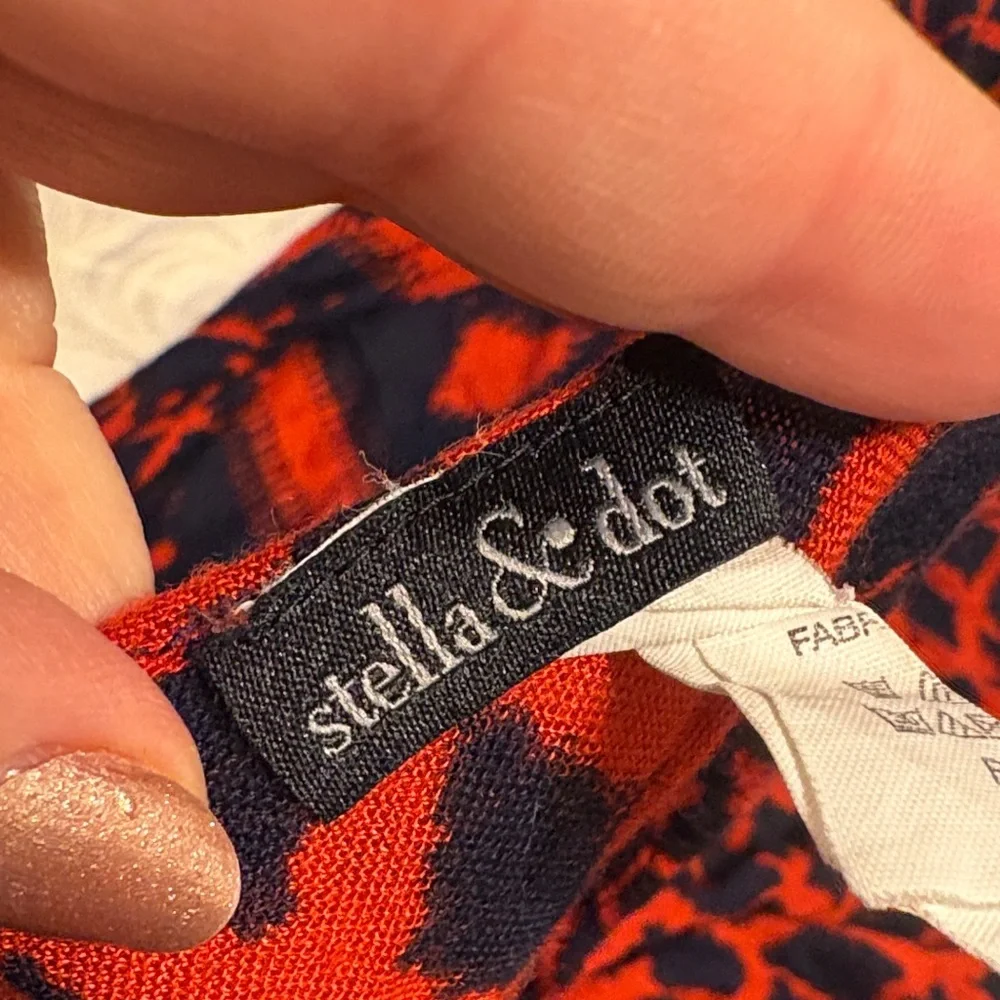 Stella & Dot Navy and Red Boho Large Scarf Shawl Coverup Dress